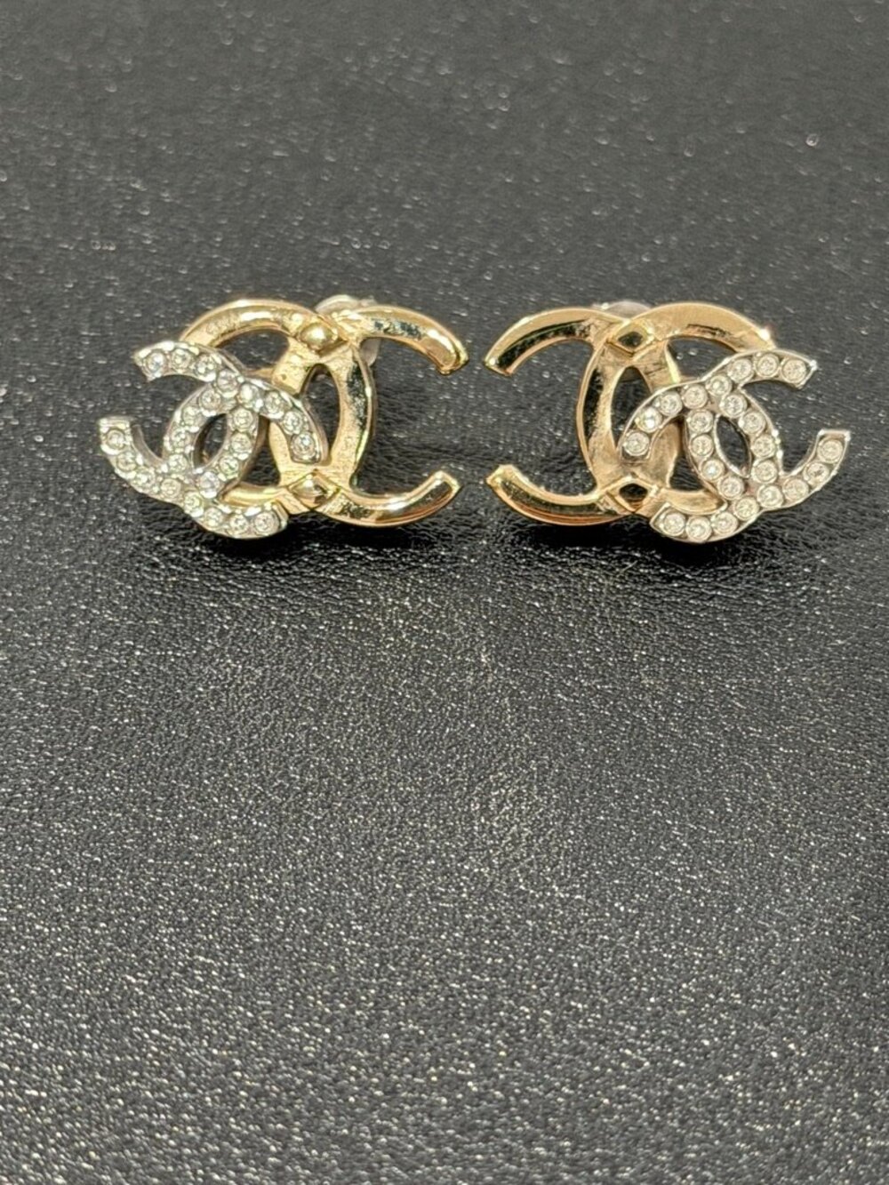 Chanel Crystal Double CC Earrings Gold/Silver (JB1487)
